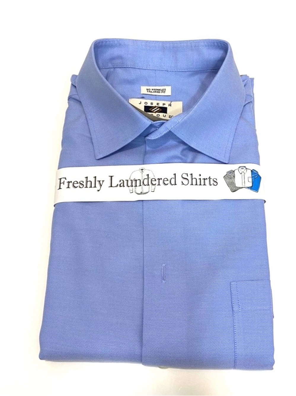 Joseph Abboud blue dress shirt men’s 17-35 no wrinkle Egyptian cotton 155